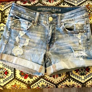 American Eagle Denim distressed shorts. Size 2
